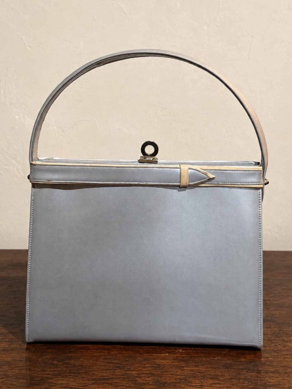 Vintage 1960s Andrew Geller Silver Top Handle Handbag Mid Century Structured Pur